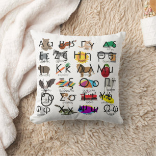 The Greek Alphabet Letters Words & Pictures Throw Pillow