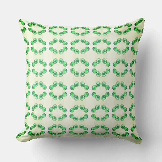 The Green and Round Emerald Gem Throw Pillow (Front)