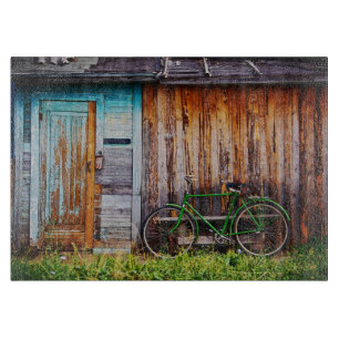 The Green Bicycle 1 Decorative Glass Cutting Board