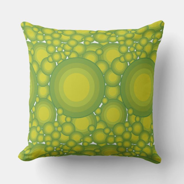 The Green bubbles Throw Pillow (Front)