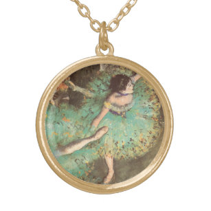 The Green Dancer by Edgar Degas, Vintage Ballet Gold Plated Necklace