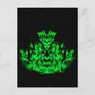The green Flame Monster in The Starlight Sky Postcard