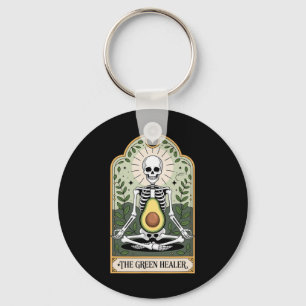 The Green Healer Skeleton Avocado Yoga Mystic  Keychain