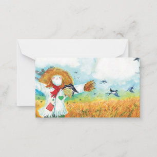 The Green Heart Scarecrow & Swallows Illustration Card
