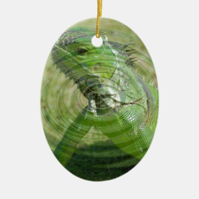 The Green Iguana Ceramic Ornament (Front)