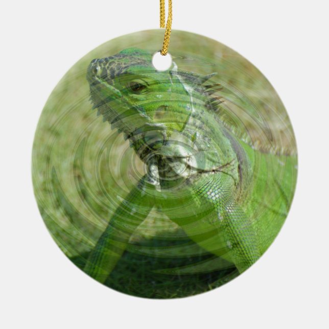 The Green Iguana Ceramic Ornament (Front)
