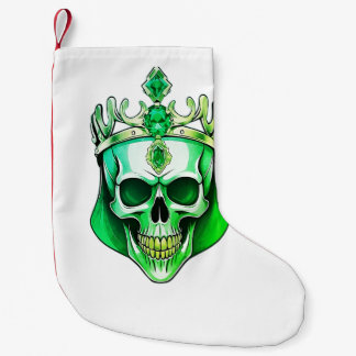 The Green King Skull with a Jewelled Crown Small Christmas Stocking