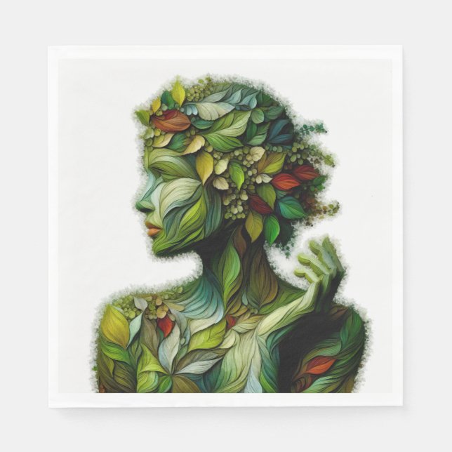 The Green Lady - White Background Napkin (Front)