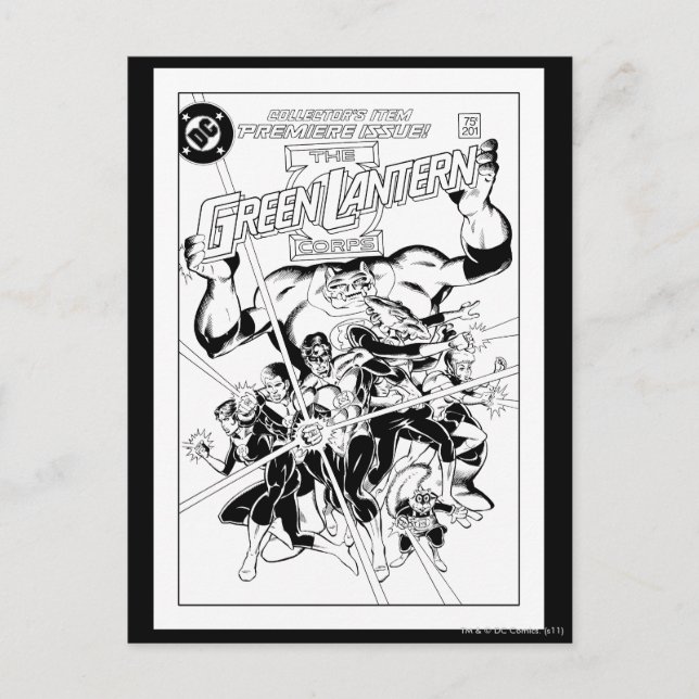 The Green Lantern Corps, Black and White Postcard (Front)