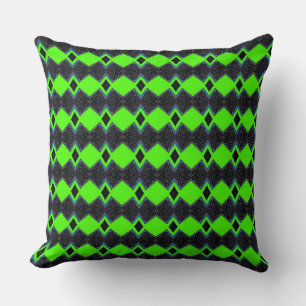 The Green Lifeline over Black Tiled Background Throw Pillow