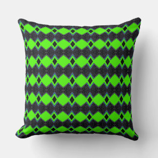 The Green Lifeline over Black Tiled Background Throw Pillow