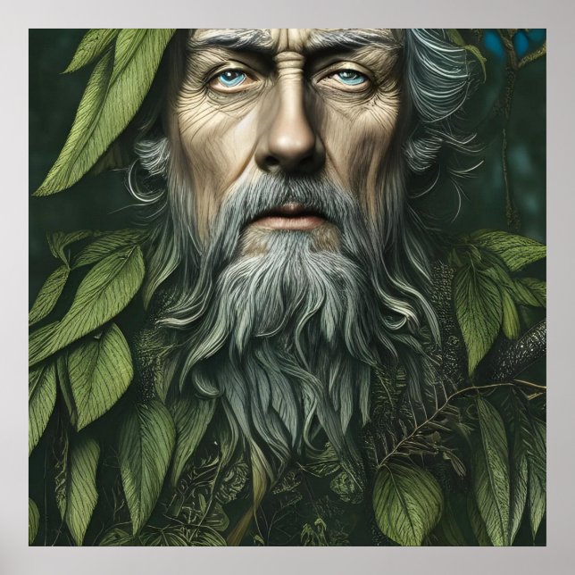 The Green Man Folklore Deity Digital Art Poster (Front)