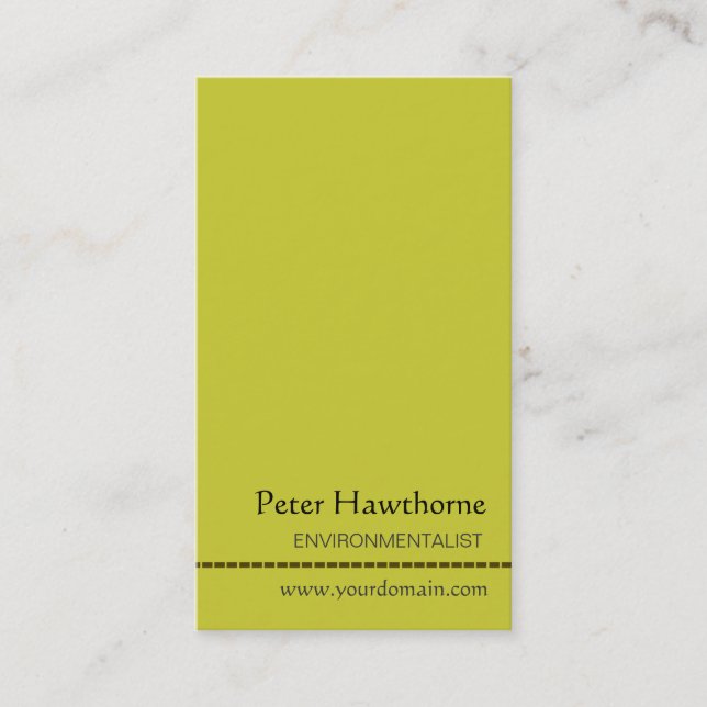 The Green Minimalist, Minimal Plain Design Business Card (Front)