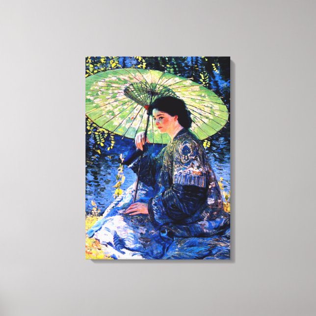 The Green Parasol, a Guy Rose Painting Canvas Print (Front)