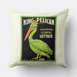 The Green Pelican Label Throw Pillow