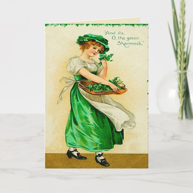 The Green Shamrock Vintage St. Patrick's Day Card (Front)