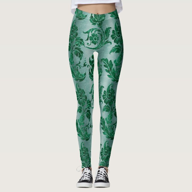 The Green Velvet  Series Design 2  Leggings (Front)
