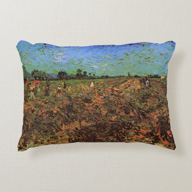 The Green Vineyard by Vincent van Gogh Decorative Pillow (Front)