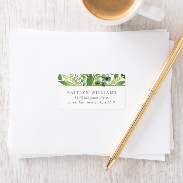 The Greenery & Gold Wedding Collection Label (Insitu)