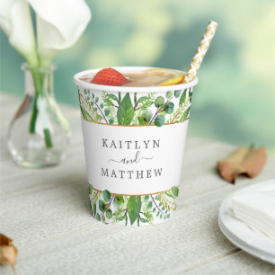The Greenery & Gold Wedding Collection Paper Cups