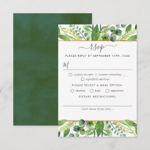 The Greenery & Gold Wedding Collection RSVP Card