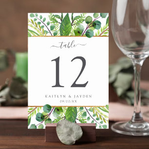 The Greenery & Gold Wedding Collection Table No. Invitation