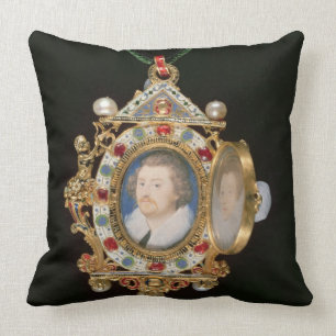 The Gresley Jewel, with miniature portraits of Sir Throw Pillow