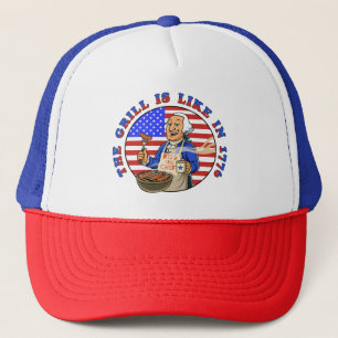 THE GRILL IS LIKE IN 1776 TRUCKER HAT
