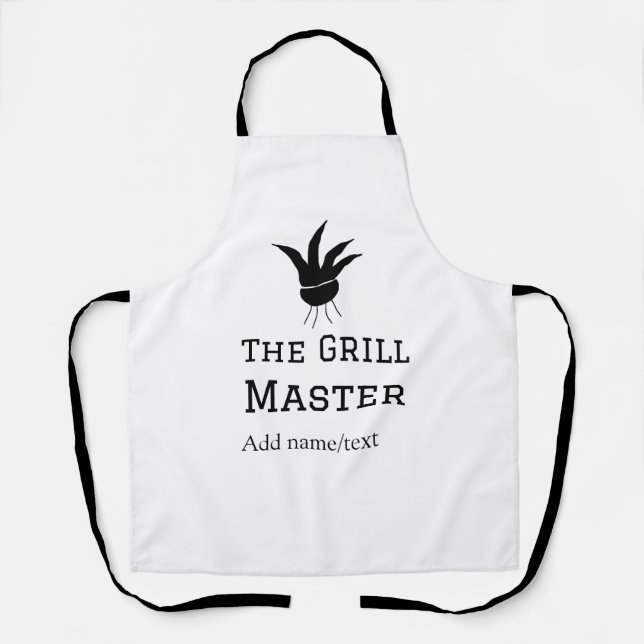 The grill master add name text cooking best barequ apron (Front)