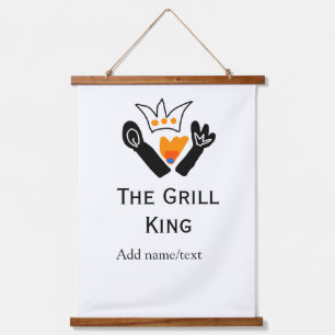 The grill master add name text cooking best barequ hanging tapestry