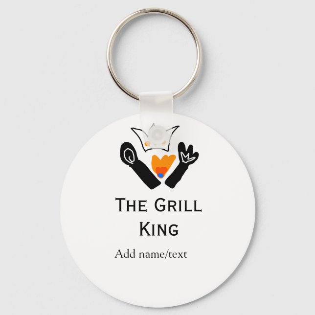 The grill master add name text cooking best barequ keychain (Front)