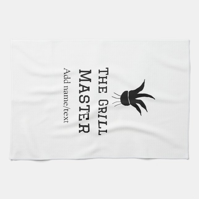 The grill master add name text cooking best barequ kitchen towel (Horizontal)