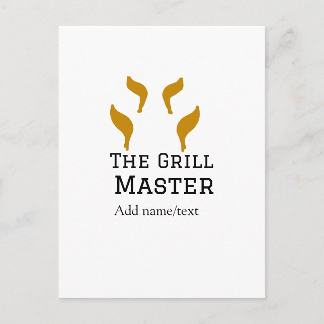 The grill master add name text cooking best barequ postcard (Front)