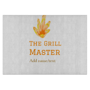 The grill master add name text cooking best yellow cutting board