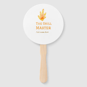 The grill master add name text cooking best yellow hand fan