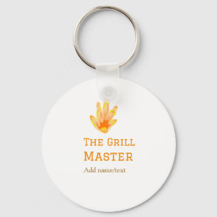 The grill master add name text cooking best yellow keychain
