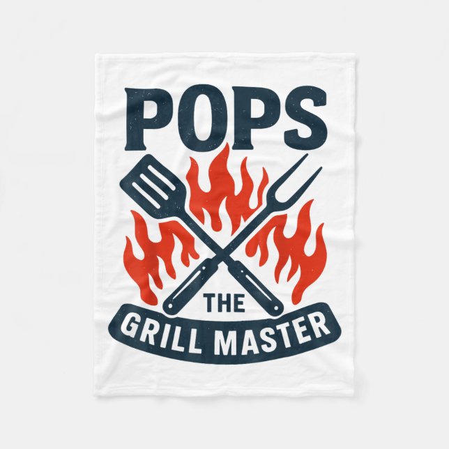 The Grill Master Bbq Father's Day Grandpa Grilling Fleece Blanket (Front)