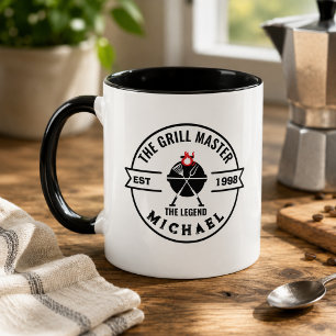The Grill Master Established Year Name Flame Mug