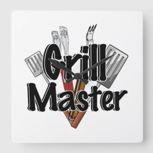 The Grill Master with BBQ Tools Square Wall Clock