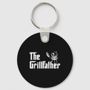 The Grillfather Funny Bbq Dad Grilling Barbecue Keychain