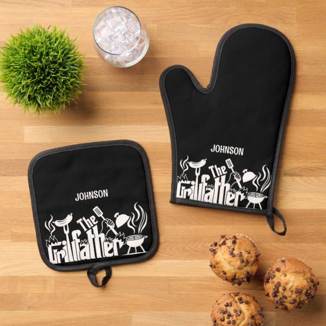 The Grillfather Oven Mitt & Pot Holder Set (Top Down)