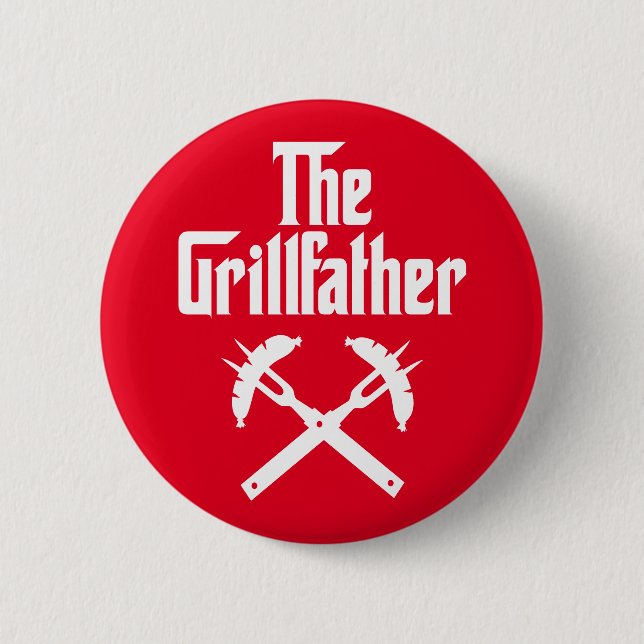 The Grillfather With Hot Dogs 2 Inch Round Button (Front)