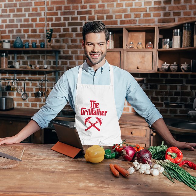 The Grillfather With Hot Dogs Long Apron (Person wearing apron)