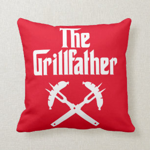 The Grillfather With Hot Dogs Throw Pillow