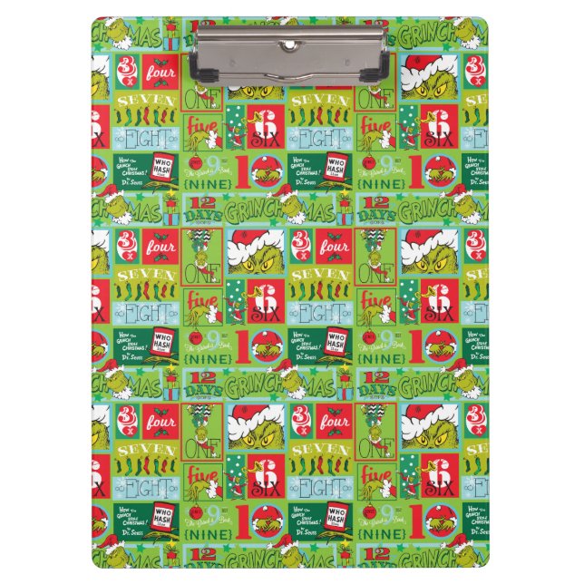 The Grinch | 12 Days of Grinchmas Pattern Clipboard (Front)