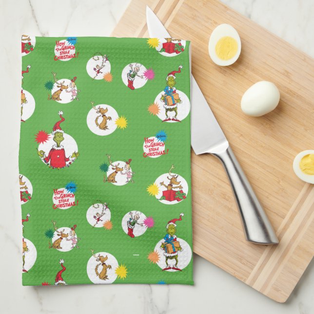 The Grinch | Christmas Dot Pattern Kitchen Towel (Quarter Fold)