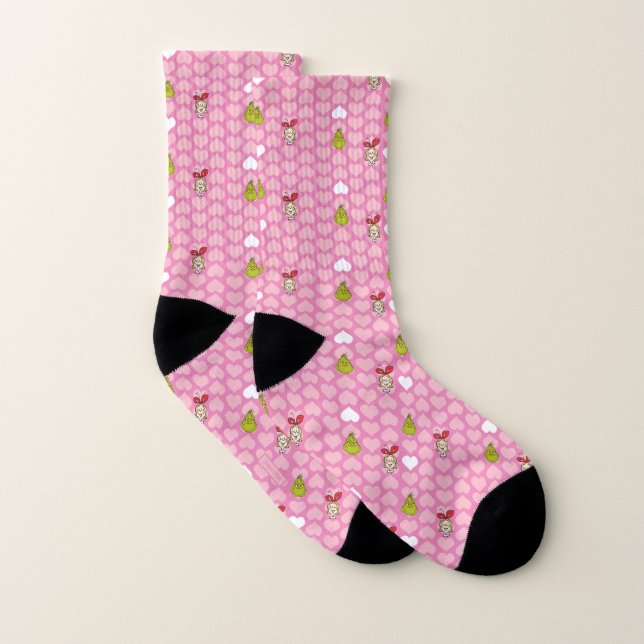 The Grinch & Cindy-Lou Pink Heart Pattern Socks (Pair)