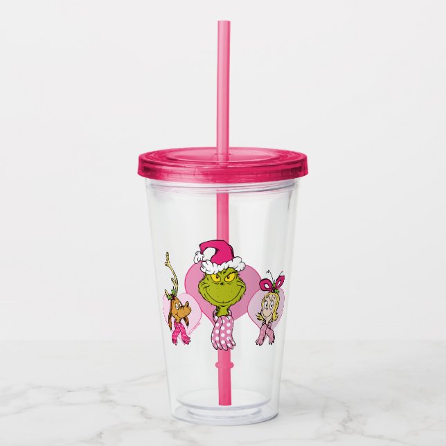 The Grinch Crew in Pink Valentine's Portrait Acrylic Tumbler (Front)