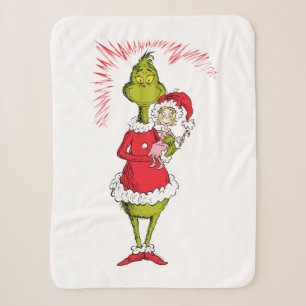 The Grinch Holds Cindy Lou Who Sherpa Blanket