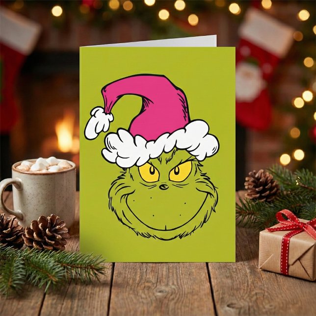 The Grinch in Pink Santa Hat Card (Creator Uploaded)
